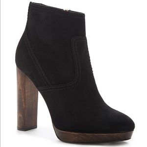 Burberry black suede platform bootie!